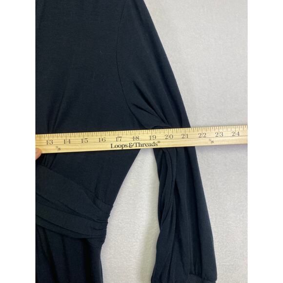 London Times Petite 14P Black Knee-Length V-Neck Dress Classic Professional - Picture 8 of 9